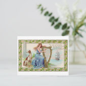 ハープと犬、シャムロック、セントパトリックデー、ヴィンテージ ポストカード (スタンド正面)