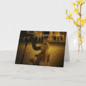 ハープのクラシカルな楽器の誕生日 カード (黄色い花)