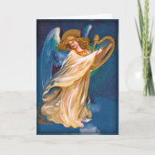 ハープのヴィンテージのイメージ・カードとのクリスマスの天使 シーズンカード (正面)