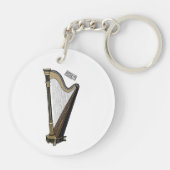 ハープの漫画イラスト キーホルダー (裏面)