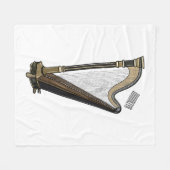 ハープの漫画イラスト フリースブランケット (正面(横))