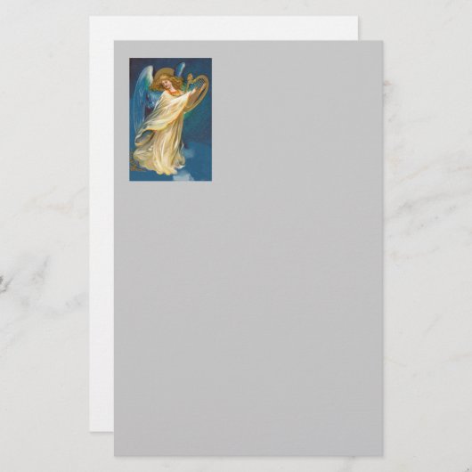 ハープの音楽を遊ぶ天使 便箋 (正面/裏面)