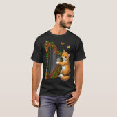 ハープを弾く猫 Tシャツ (正面フル)