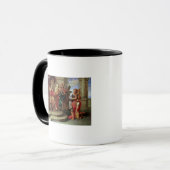 ハープを演奏しているデイヴィッドに聞いているSaul マグカップ (正面左)