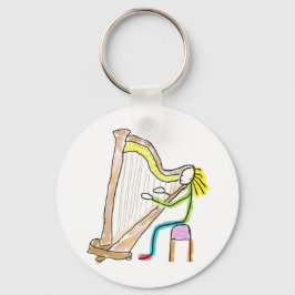ハープを演奏するスティックマン キーホルダー