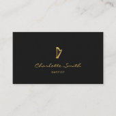 ハープエレガント金ゴールド&ブラックプロフェッショナルミュージシャン 名刺 (正面)