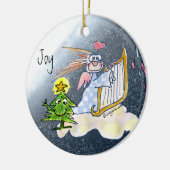ハープエンジェルクリスマスツリー喜び漫画 セラミックオーナメント (左)