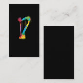 ハープカラフルレトロ音楽愛好家ハーピスト 名刺 (正面/裏面)