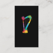 ハープカラフルレトロ音楽愛好家ハーピスト 名刺 (正面)