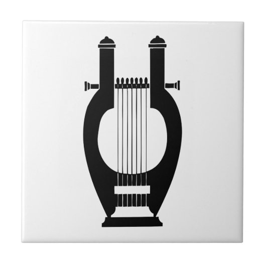 ハープギリシャレリーフ、 浮き彫りデザイン タイル (正面)