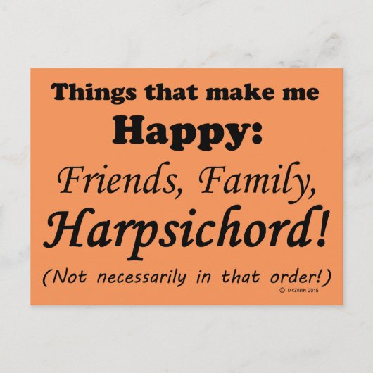 ハープシコードが嬉しい ポストカード (正面)