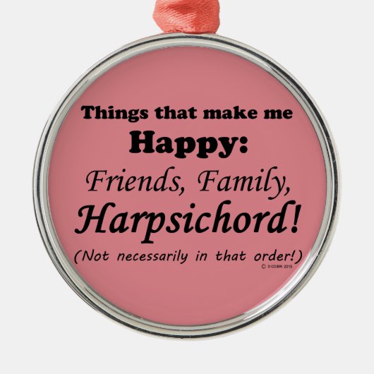 ハープシコードが嬉しい メタルオーナメント (正面)