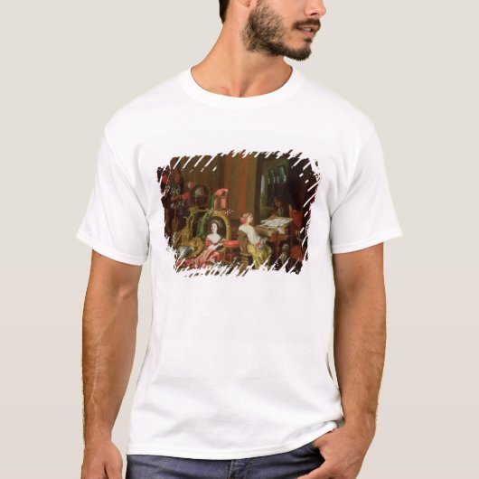 ハープシコードの女性を持つインテリア Tシャツ (正面)