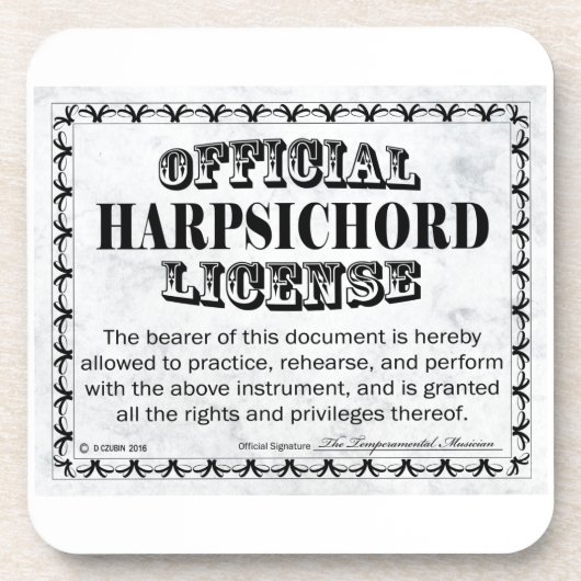 ハープシコード免許 コースター (正面)