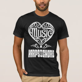 ハープシコード愛好家のための優雅なスクロールハート Tシャツ