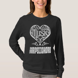 ハープシコード愛好家のための優雅なスクロールハート Tシャツ