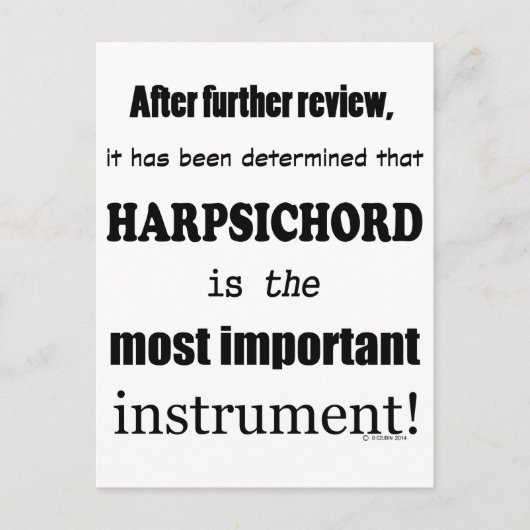 ハープシコード最も重要な楽器 ポストカード (正面)