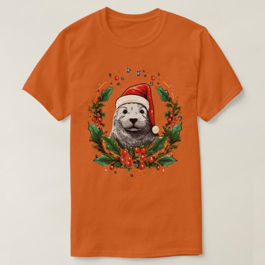 ハープシールクリスマス Tシャツ (デザイン正面)