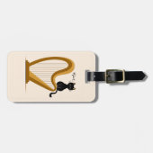 ハープパーソナライズされたと猫の荷物タグ ラゲッジタグ (正面横)