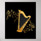 ハーププレーヤーギフトガールズハーピスト女性音楽ハープ ポスター (正面)