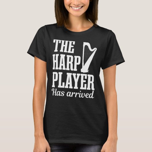 ハーププレーヤーハーピストミュージシャン音楽弦楽器 Tシャツ (正面)