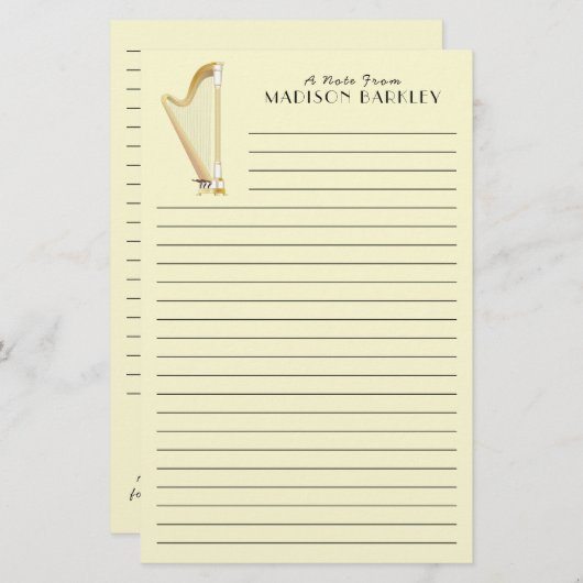 ハープミュージシャンミュージック先生 便箋 (正面/裏面)