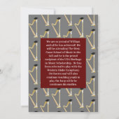 ハープミュージシャン卒業パーティー音楽 招待状 (裏面)