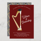 ハープミュージシャン卒業パーティー音楽 招待状 (正面/裏面)