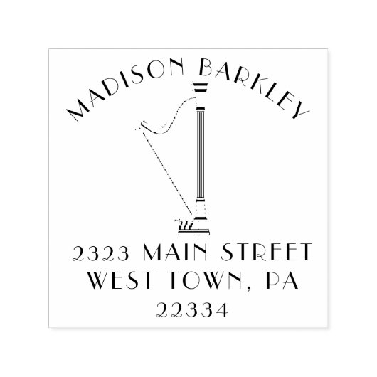 ハープミュージシャン音楽先生 セルフインキングスタンプ (デザイン)