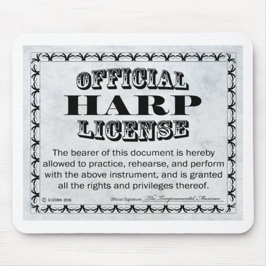 ハープ免許 マウスパッド (正面)