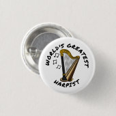 ハープ奏者で世界一のハープおもしろい奏者 缶バッジ (正面&裏面)