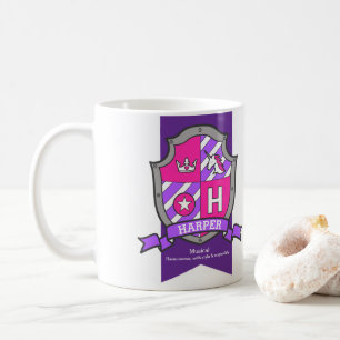 ハープ奏者の手紙Hの頂上のピンクのユニコーンの名前の意味 コーヒーマグカップ