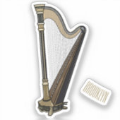 ハープ漫画イラストレーション シール (正面)