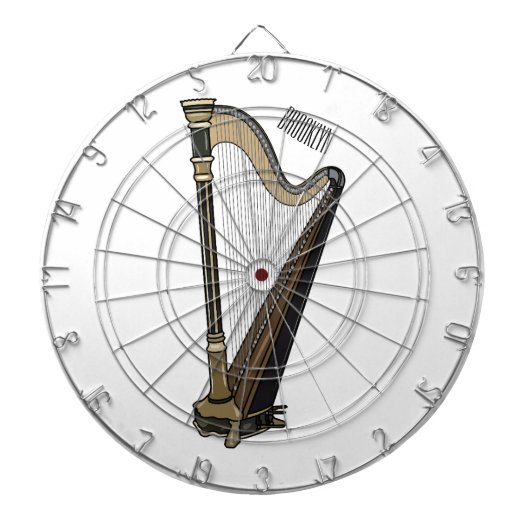 ハープ漫画イラストレーション ダーツボード (正面)