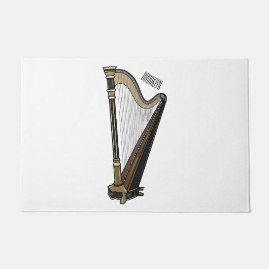 ハープ漫画イラストレーション ドアマット (正面)