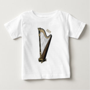 ハープ漫画イラストレーション ベビーTシャツ