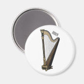 ハープ漫画イラストレーション マグネット (正面/裏面)