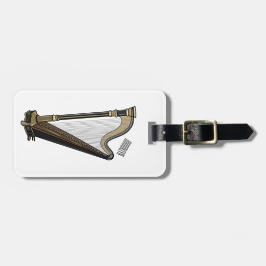 ハープ漫画イラストレーション ラゲッジタグ (正面横)