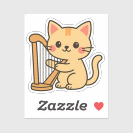 ハープ猫ファンタジーアート シール