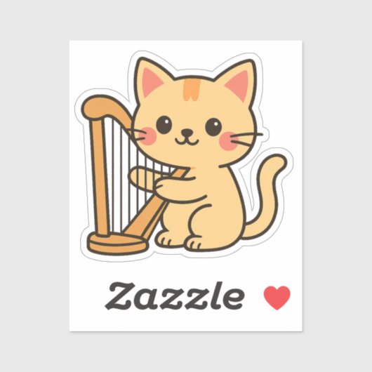 ハープ猫ファンタジーアート シール (シート)