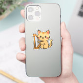 ハープ猫ファンタジーアート シール (スマートフォン)