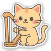 ハープ猫ファンタジーアート シール (正面)