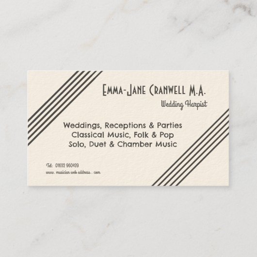 ハープ結婚プレイヤーズハーピストミュージシャンパーソナライズされた 名刺 (裏面)