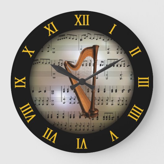 ハープ背景「ミュージカル惑星」 * to ラージ壁時計 (正面)