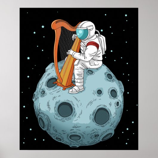 ハープ選手ギフトガールハーピストギフト女性ハープ ポスター (正面)