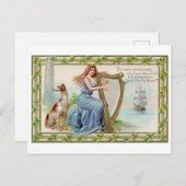 ハープ&ドッグ、シャムロック、聖パトリックの日、ヴィンテージ ポストカード (正面/裏面)