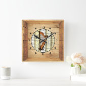 ハープ~3次元~フォークアートボックス~ スクエア壁時計 (ホーム)