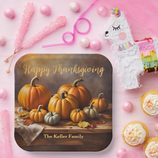 ハーベストエレガントカボチャ感謝祭ディナー ペーパープレート (パーティー)