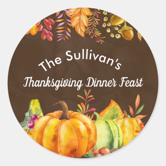 ハーベストカボチャと紅葉縁どイベント ラウンドシール (正面)