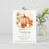 ハーベストカボチャ感謝祭ディナー | ヘビーホワイト 招待状 (スタンド正面)